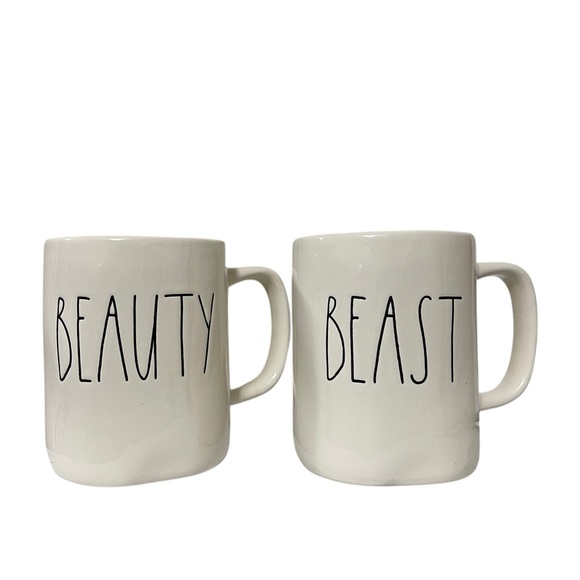 Rae Dunn Other - Rae Dunn White 'Beauty' and 'Beast' Mugs